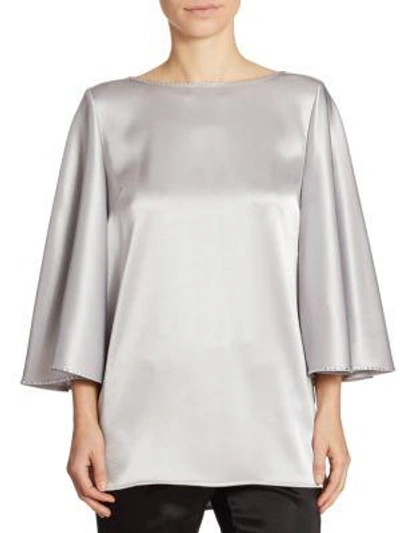 Shop St. John Liquid Satin Cape Top In Dark Mica