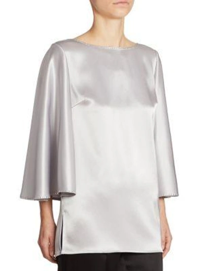 Shop St. John Liquid Satin Cape Top In Dark Mica