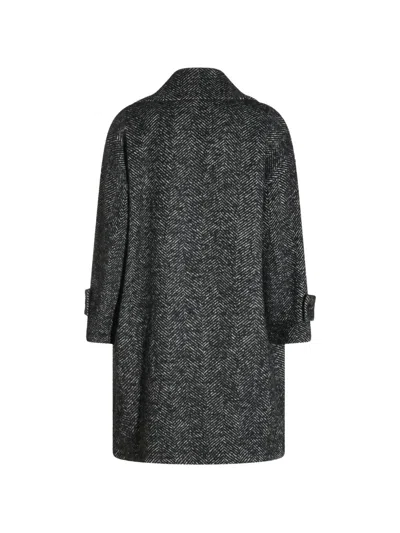 Antonelli Herringbone Double-breasted Coat In Brown