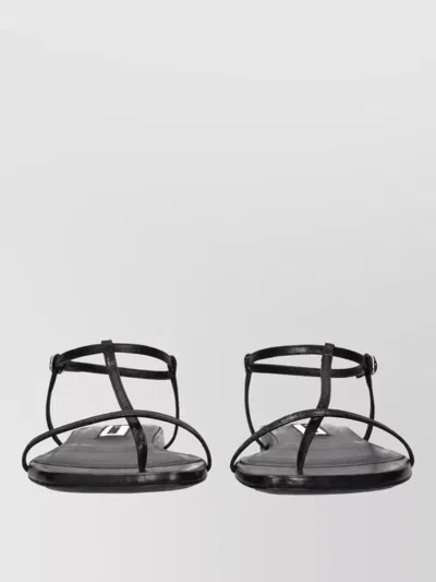Jil Sander Women Black Sandals With Ankle Buckle Closure In Leather Woman In Black