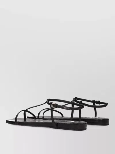 Jil Sander Women Black Sandals With Ankle Buckle Closure In Leather Woman In Black