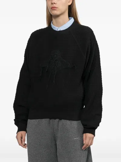 Ader Error 크로셰 패치 텍스처 스웨터 In Black