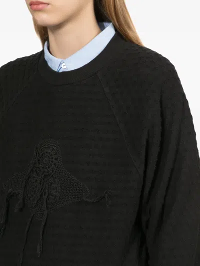 Ader Error 크로셰 패치 텍스처 스웨터 In Black