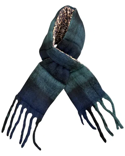 Nicole Miller Reversible Quilted Pull Through Scarf In Green