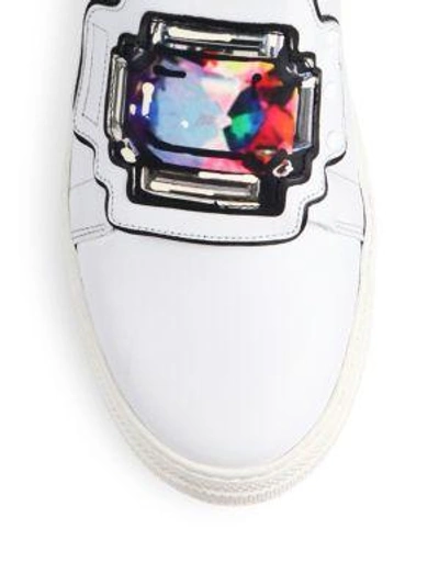 Shop Pierre Hardy Gem Leather Slider Sneakers In White