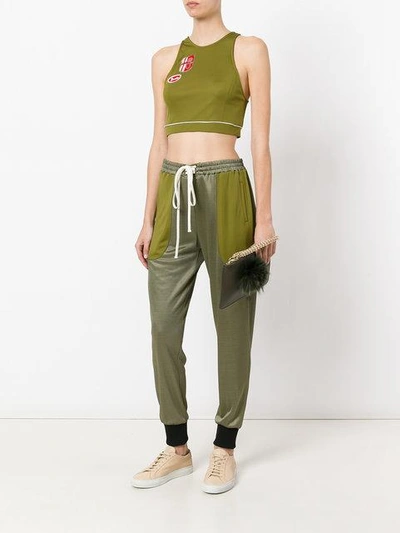 Shop Mr & Mrs Italy Patch Cropped Vest In Green