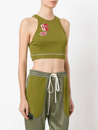 Shop Mr & Mrs Italy Patch Cropped Vest In Green