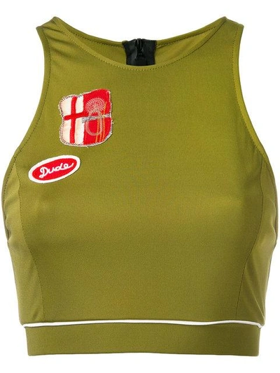 Shop Mr & Mrs Italy Patch Cropped Vest In Green