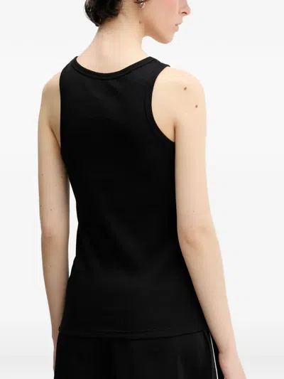 Inbetweeners Bear-patch Ribbed Vest In Black