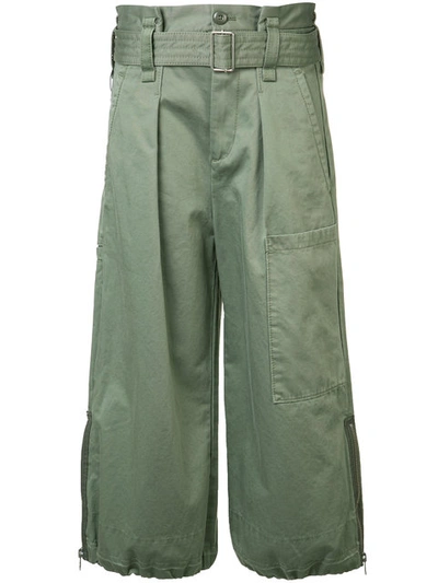 Marc Jacobs Belted Cargo Culotte Trousers In Militare