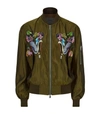 FORTE COUTURE Lady Hawk Embroidered Satin Bomber Jacket