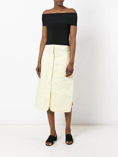 Shop Marni Apron Midi Skirt - Yellow