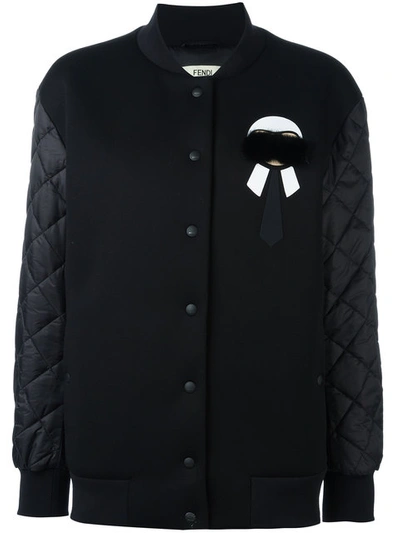Fendi Quilted Sleeve Jacket In Black