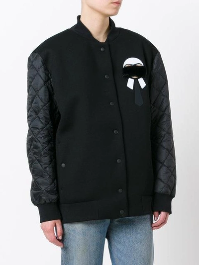 Shop Fendi Quilted Sleeve Jacket In Black