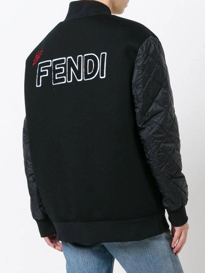 Shop Fendi Quilted Sleeve Jacket In Black