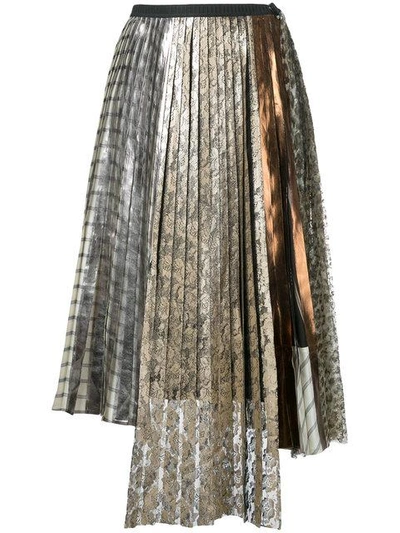 Shop Antonio Marras Lace Pleated Skirt In Metallic
