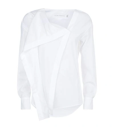 Victoria Beckham Wrap-detail Cotton Blouse In White