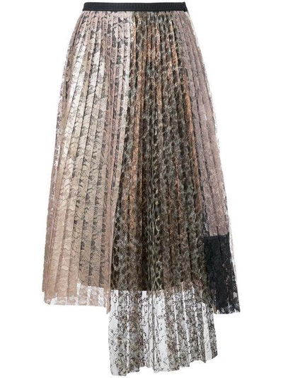 Shop Antonio Marras Lace Pleated Skirt - Metallic