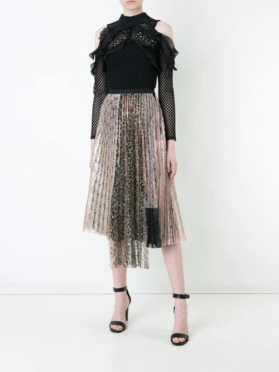 Shop Antonio Marras Lace Pleated Skirt - Metallic