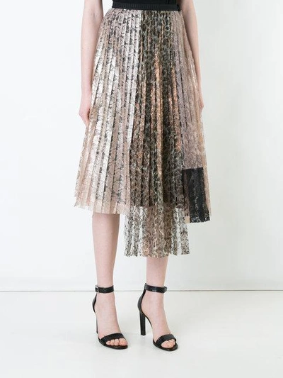 Shop Antonio Marras Lace Pleated Skirt - Metallic