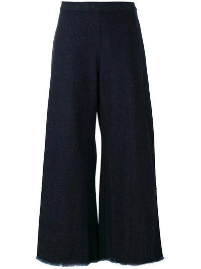 Shop Simon Miller Frayed Wide Leg Cropped Jeans - Blue