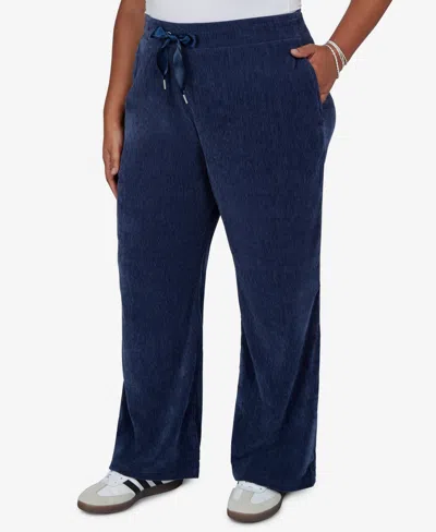 Ruby Rd. Plus Size Corduroy Wide-leg Pull-on Pants In Blue