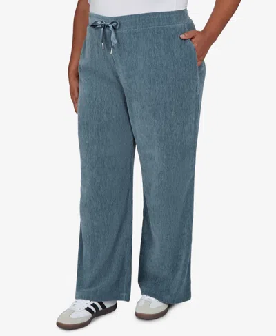 Ruby Rd. Plus Size Corduroy Wide-leg Pull-on Pants In Blue