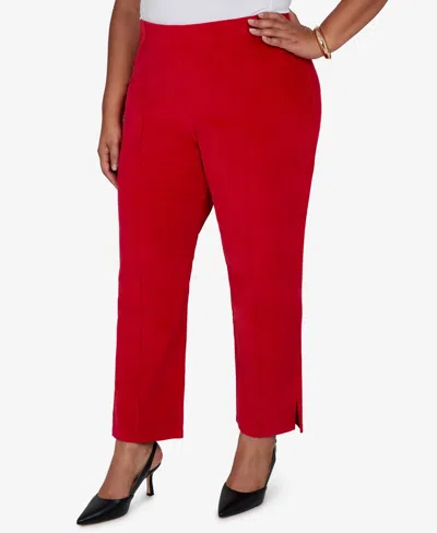 Ruby Rd. Plus Size Pull-on Velvet Ankle Pants In Red