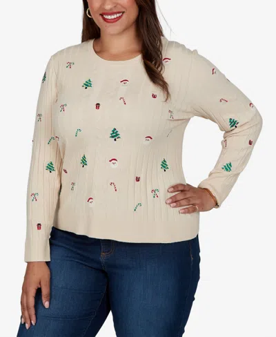 Ruby Rd. Plus Size Cable-knit Holiday Pullover Sweater In Brown