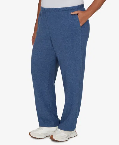 Ruby Rd. Plus Size Pull-on Straight-leg Knit Pants In Blue
