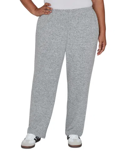 Ruby Rd. Plus Size Pull-on Straight-leg Knit Pants In Blue