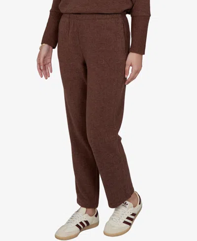Ruby Rd. Petite Pull-on Straight Knit Pants In Brown