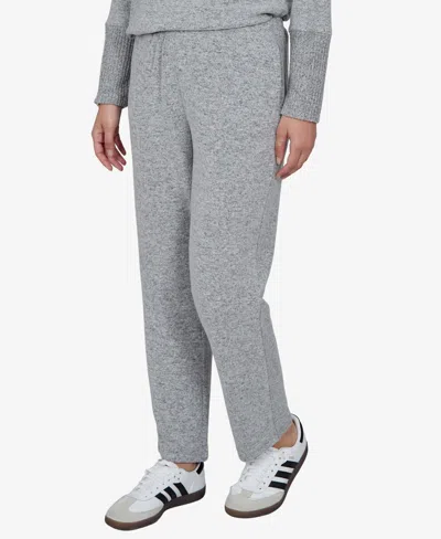 Ruby Rd. Petite Pull-on Straight Knit Pants In Gray