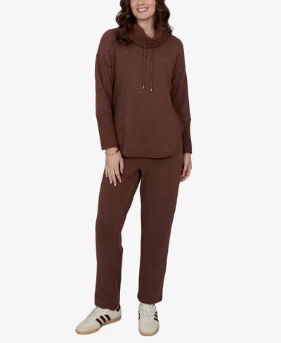 Ruby Rd. Petite Oversized Cowl Neck Long-sleeve Pullover In Brown