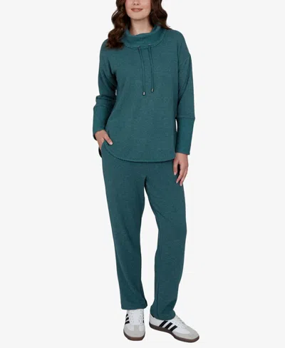 Ruby Rd. Petite Oversized Cowl Neck Long-sleeve Pullover In Green