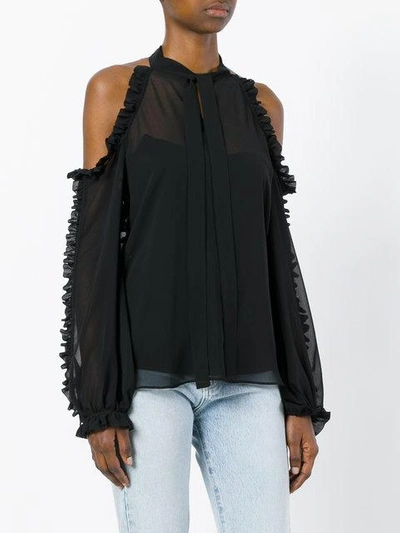 Shop Msgm Frill Cold Shoulder Blouse