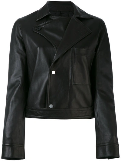 Helmut Lang Tie Leather Jacket In Black