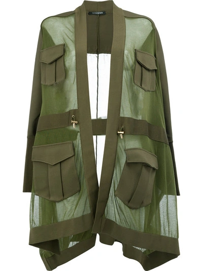 Balmain Semi-sheer Safari Jacket In Green