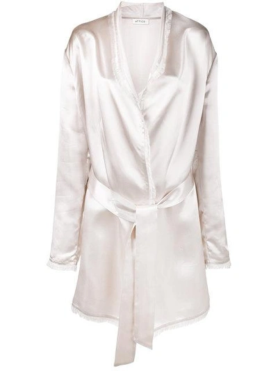 Shop Attico Frayed Metallic-sheen Robe Jacket In Pink