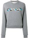 Carven Sequin Logo Round Neck Sweatshirt In Grey