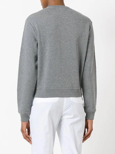 Shop Carven Sequin Logo Round Neck Sweatshirt In Grey
