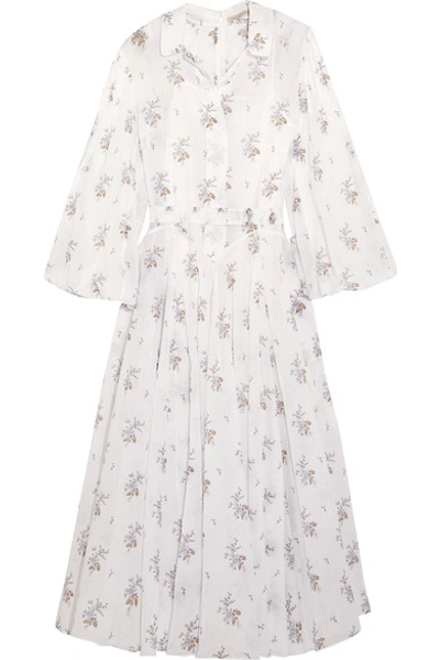 Emilia Wickstead Anel Floral-print Cotton-voile Midi Dress In White Print