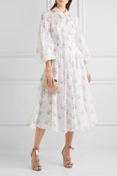 Shop Emilia Wickstead Anel Floral-print Cotton-voile Midi Dress
