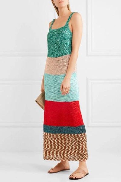 Shop Missoni Color-block Crochet-knit Maxi Dress