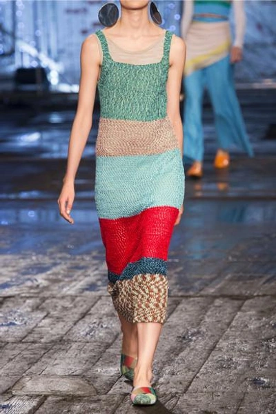 Shop Missoni Color-block Crochet-knit Maxi Dress