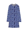 Tory Burch Hollie Long-sleeve Tie-dye Tee Dress, Blue/white