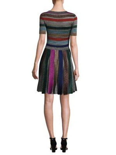 Shop Missoni Metallic Striped Dress In Grey Multi