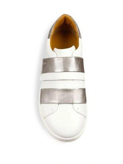 Shop Bally Willet Leather Grip-tape Sneakers In White Silver