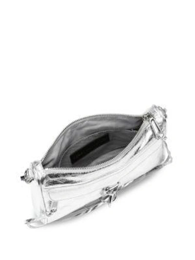Shop Rebecca Minkoff Mini-mac Leather Crossbody Bag In Silver
