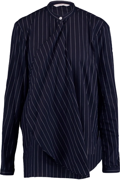 Dion Lee Draped Pinstriped Woven Cotton Shirt